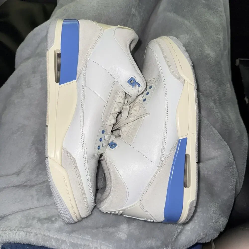 Jordan Air Jordan 3 Retro Racer Blue Mid Top Sneakers White Blue Gray Leather